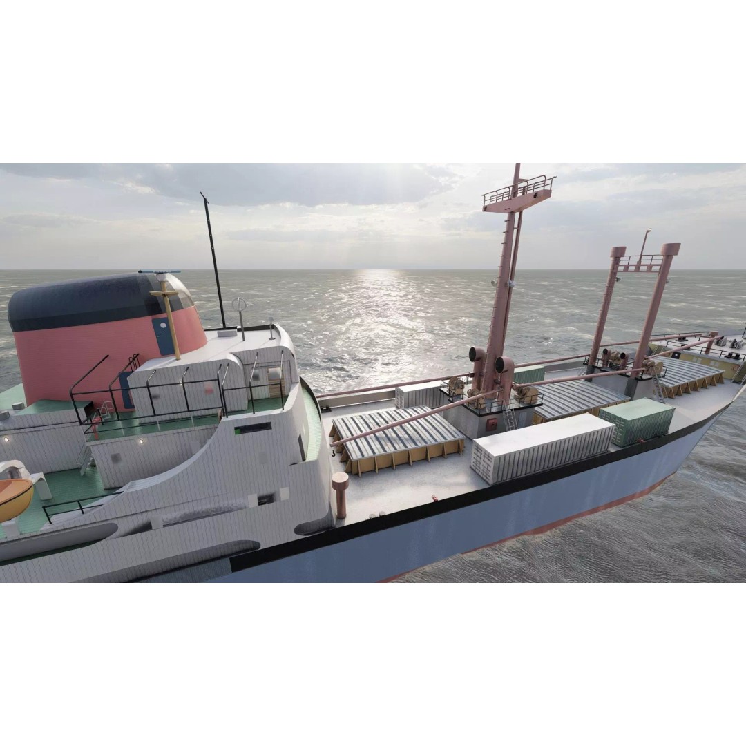 Small German Cargo Ship 3D Model – Detailed Industrial Vessel, Lumion Ready - View 21