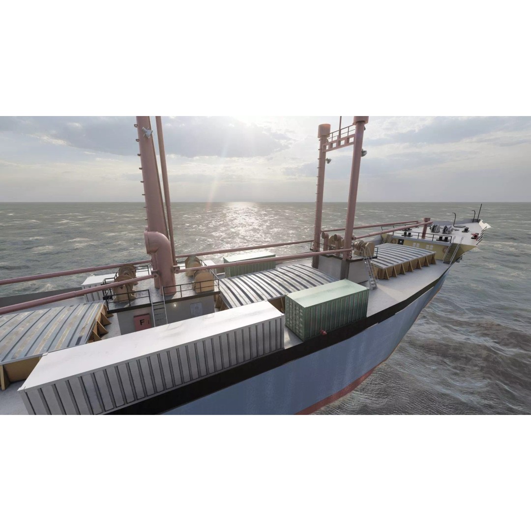 Small German Cargo Ship 3D Model – Detailed Industrial Vessel, Lumion Ready - View 22