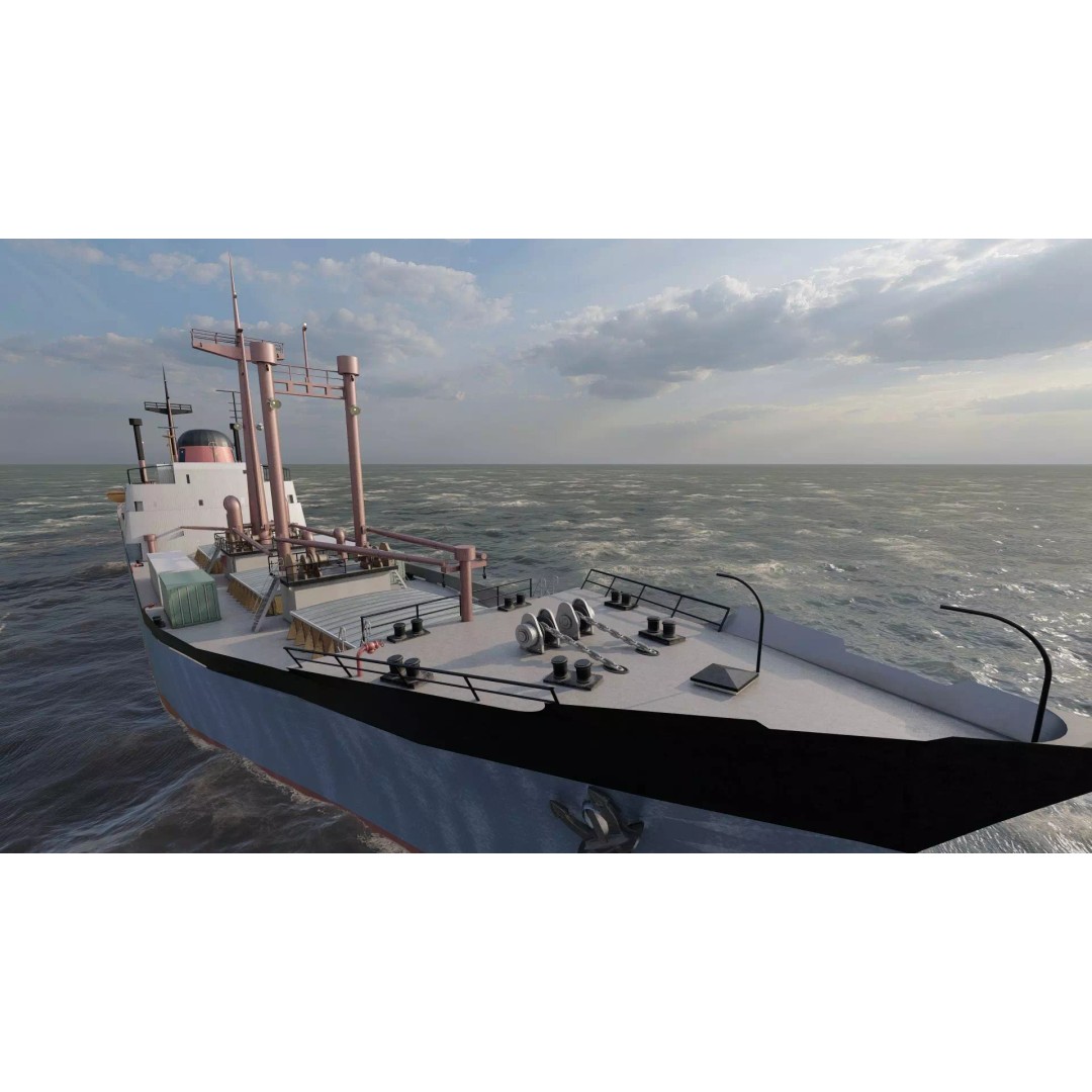 Small German Cargo Ship 3D Model – Detailed Industrial Vessel, Lumion Ready - View 24