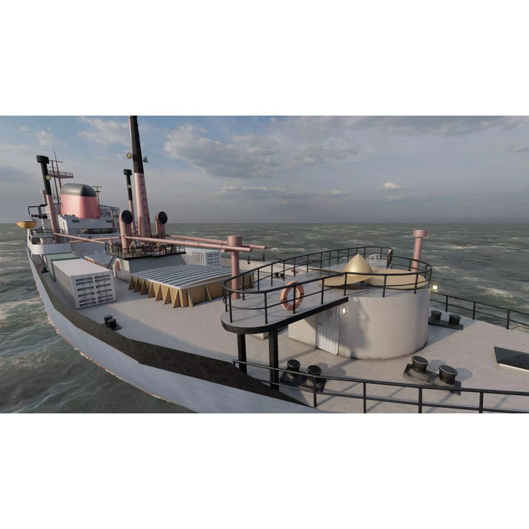 Small German Cargo Ship 3D Model – Detailed Industrial Vessel, Lumion Ready - View 34