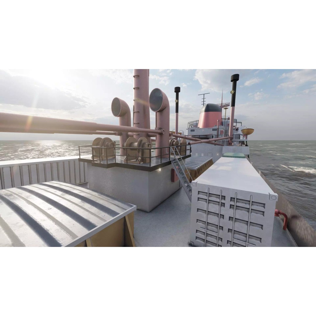 Small German Cargo Ship 3D Model – Detailed Industrial Vessel, Lumion Ready - View 35