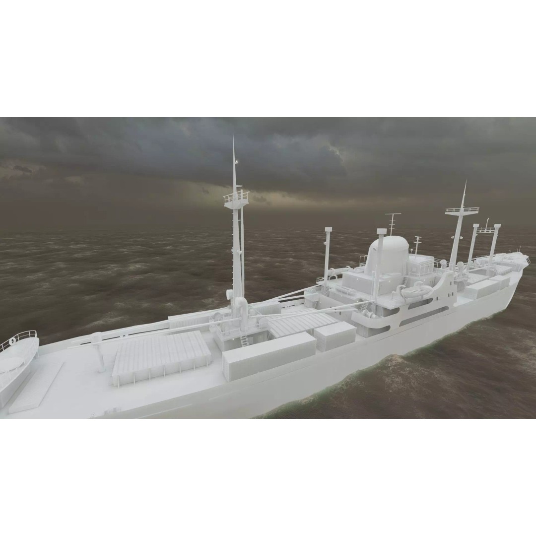 Small German Cargo Ship 3D Model – Detailed Industrial Vessel, Lumion Ready - View 40