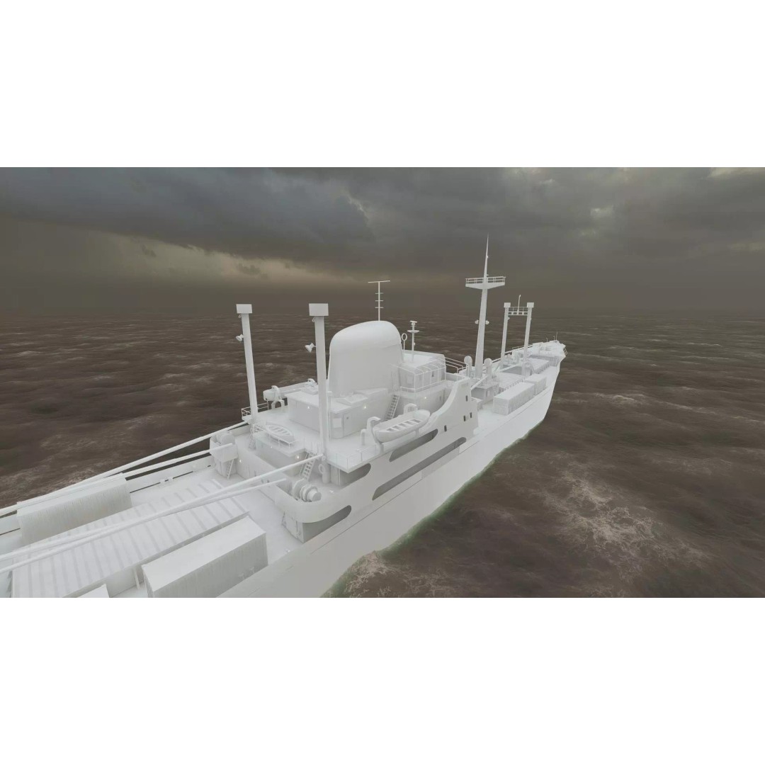 Small German Cargo Ship 3D Model – Detailed Industrial Vessel, Lumion Ready - View 41