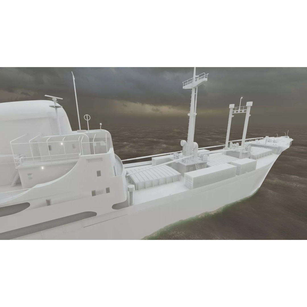 Small German Cargo Ship 3D Model – Detailed Industrial Vessel, Lumion Ready - View 42