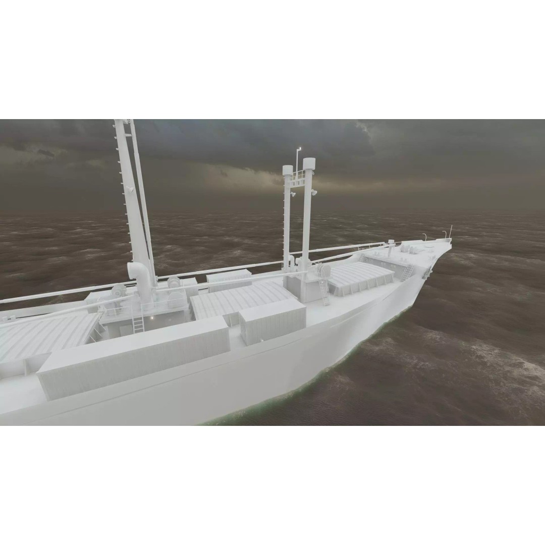 Small German Cargo Ship 3D Model – Detailed Industrial Vessel, Lumion Ready - View 43