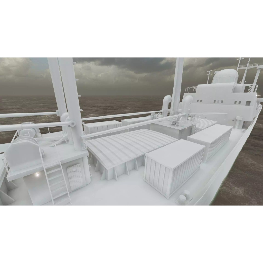 Small German Cargo Ship 3D Model – Detailed Industrial Vessel, Lumion Ready - View 46