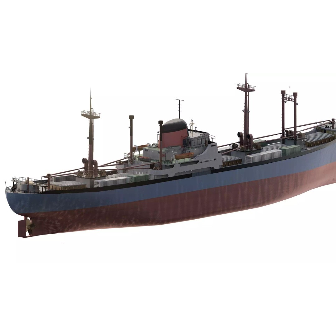 Small German Cargo Ship 3D Model – Detailed Industrial Vessel, Lumion Ready - View 6