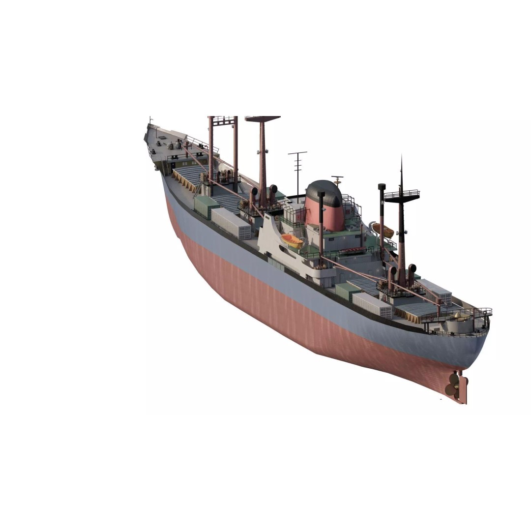 Small German Cargo Ship 3D Model – Detailed Industrial Vessel, Lumion Ready - View 8