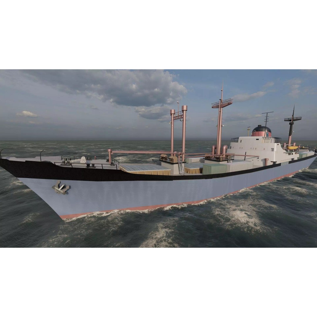 Small German Cargo Ship 3D Model – Detailed Industrial Vessel, Lumion Ready - View 9