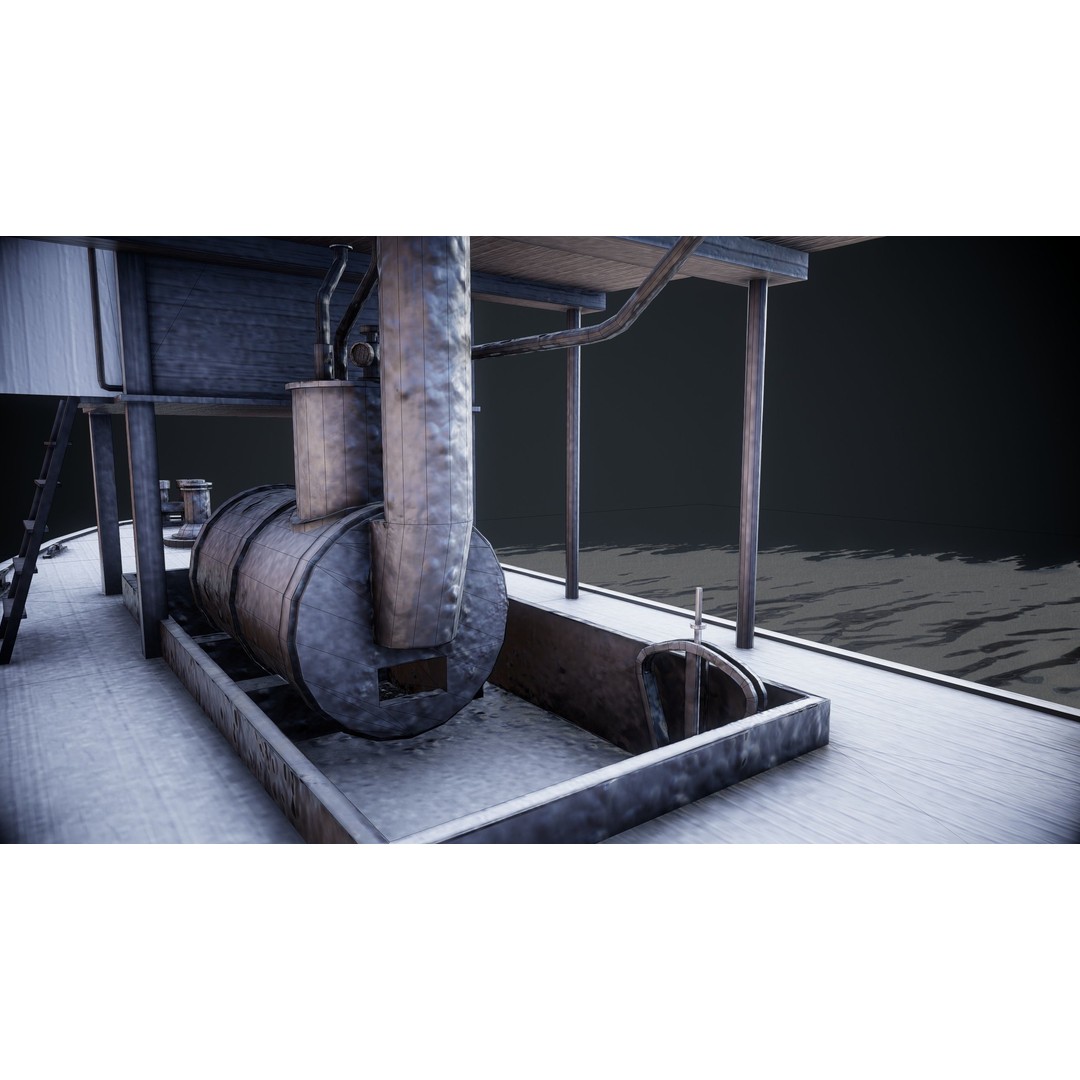 Steam Ship 3D Model – Low Poly Game Asset, FBX, PBR Textures - View 17