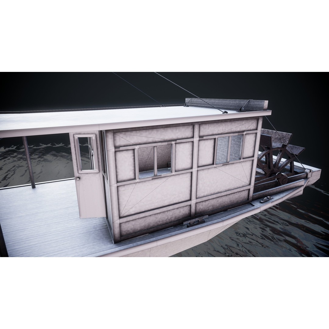 Steam Ship 3D Model – Low Poly Game Asset, FBX, PBR Textures - View 19