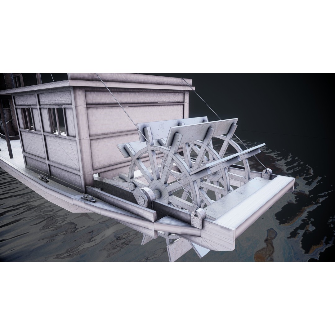Steam Ship 3D Model – Low Poly Game Asset, FBX, PBR Textures - View 20