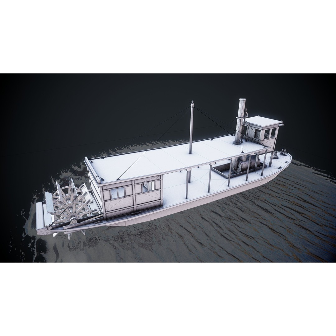 Steam Ship 3D Model – Low Poly Game Asset, FBX, PBR Textures - View 21
