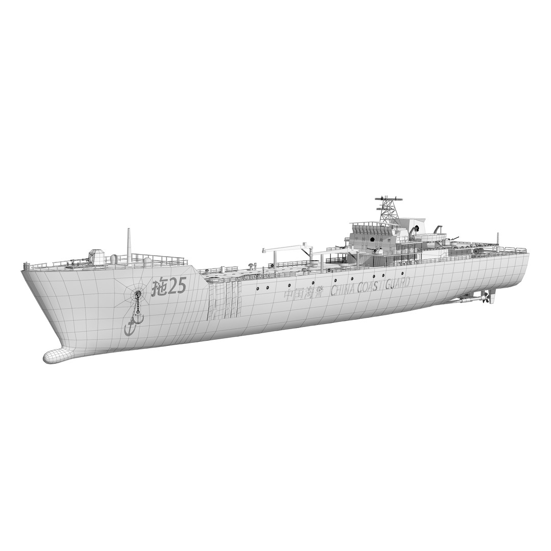China Coast Guard Tug 25 3D Model – Military Watercraft, FBX, OBJ - View 17
