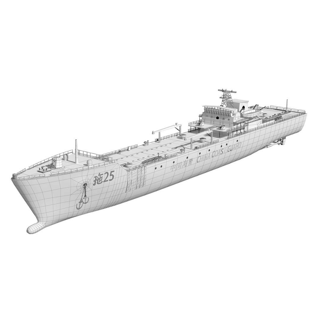 China Coast Guard Tug 25 3D Model – Military Watercraft, FBX, OBJ - View 18