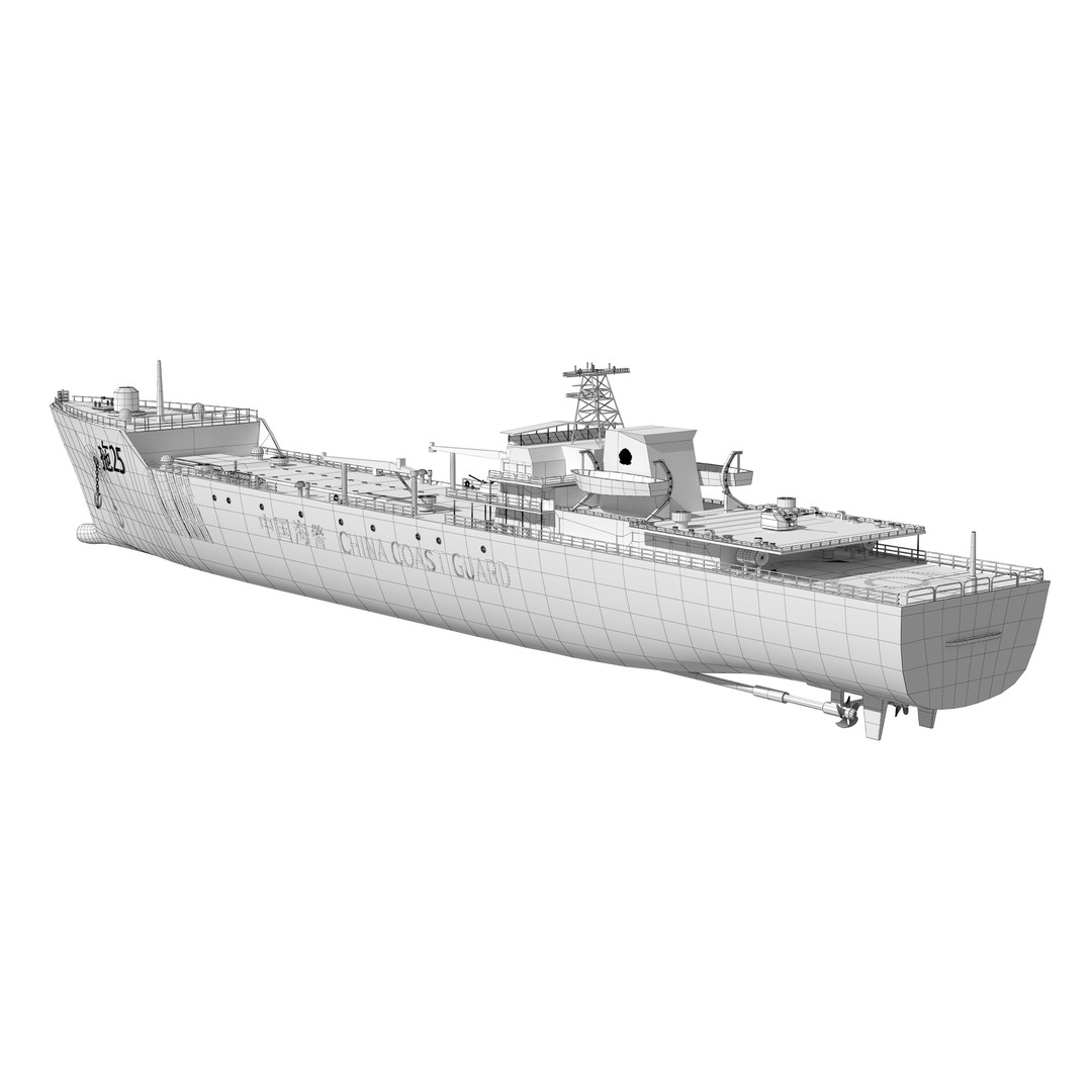 China Coast Guard Tug 25 3D Model – Military Watercraft, FBX, OBJ - View 25