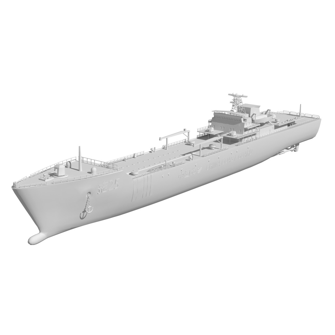 China Coast Guard Tug 25 3D Model – Military Watercraft, FBX, OBJ - View 34