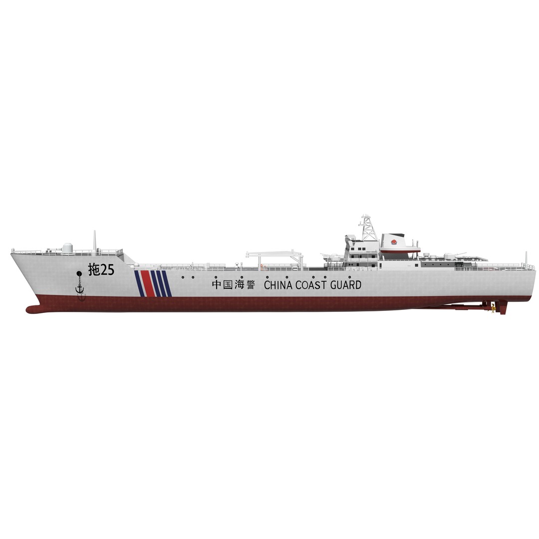 China Coast Guard Tug 25 3D Model – Military Watercraft, FBX, OBJ - View 4
