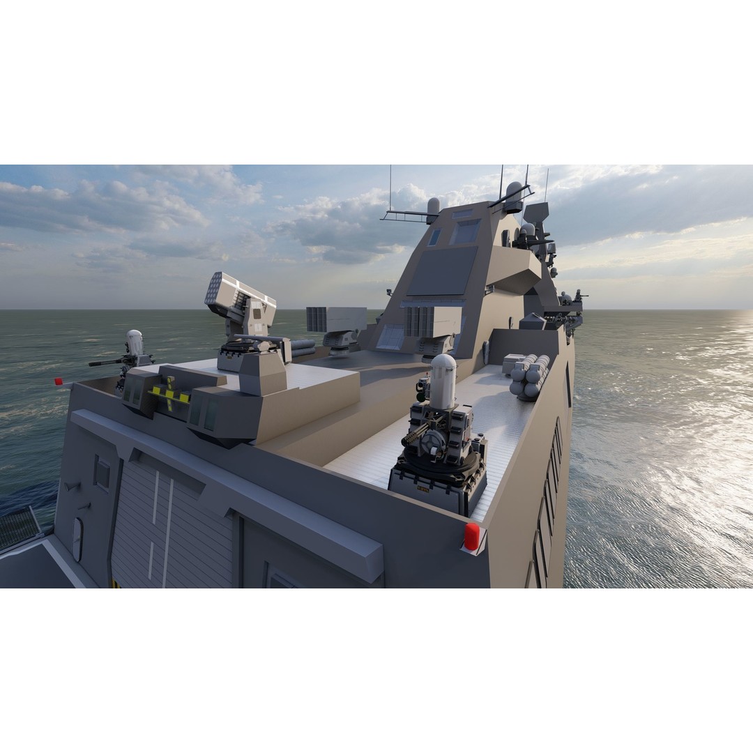 Frigate 3D Model – Military Vessel with Rigging and Textures