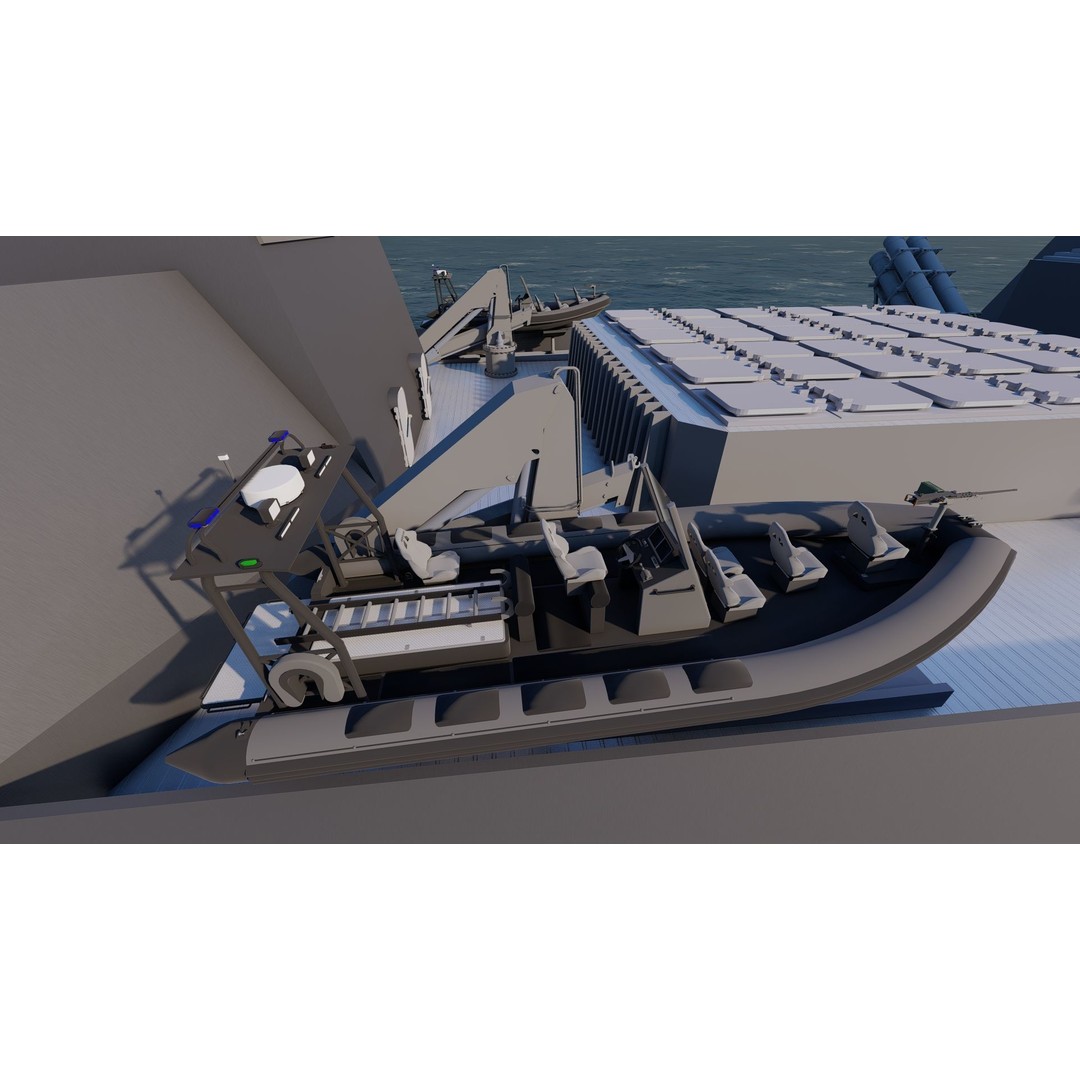 Frigate 3D Model – Military Vessel with Rigging and Textures - View 11