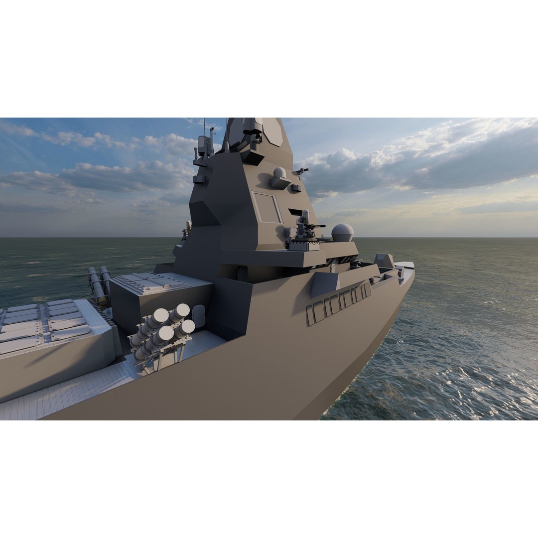 Frigate 3D Model – Military Vessel with Rigging and Textures - View 16
