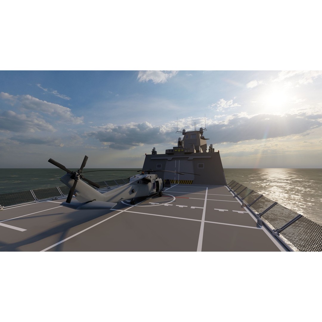 Frigate 3D Model – Military Vessel with Rigging and Textures - View 18