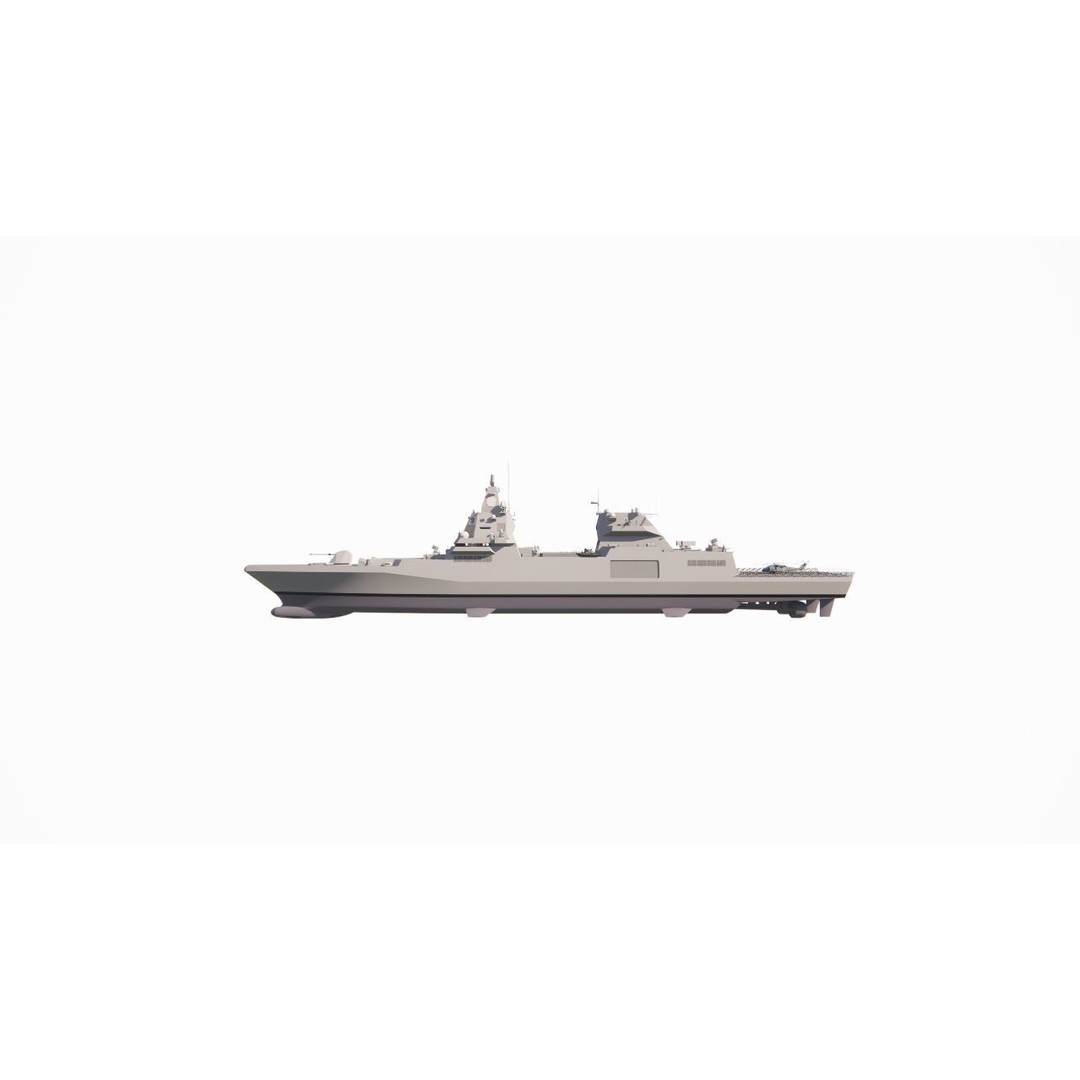Frigate 3D Model – Military Vessel with Rigging and Textures - View 20