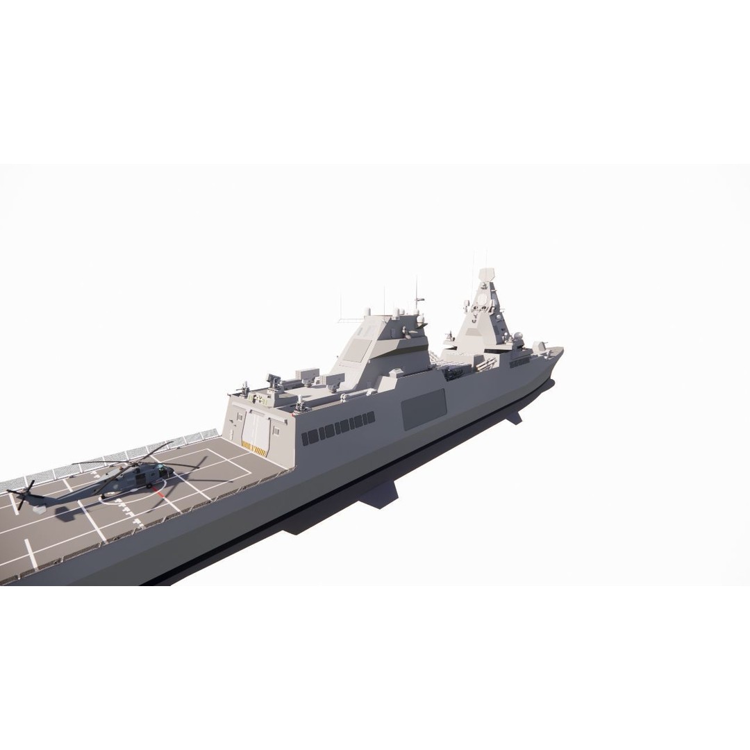 Frigate 3D Model – Military Vessel with Rigging and Textures - View 21