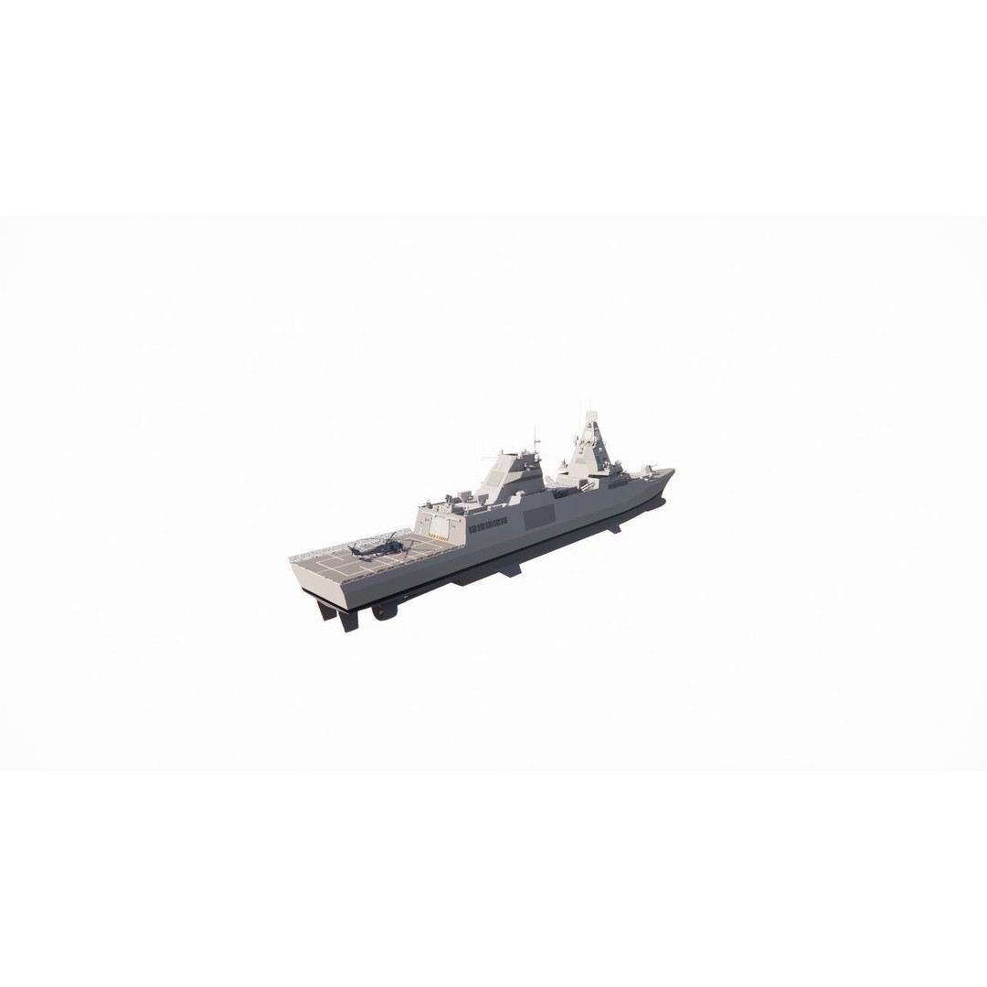 Frigate 3D Model – Military Vessel with Rigging and Textures - View 23