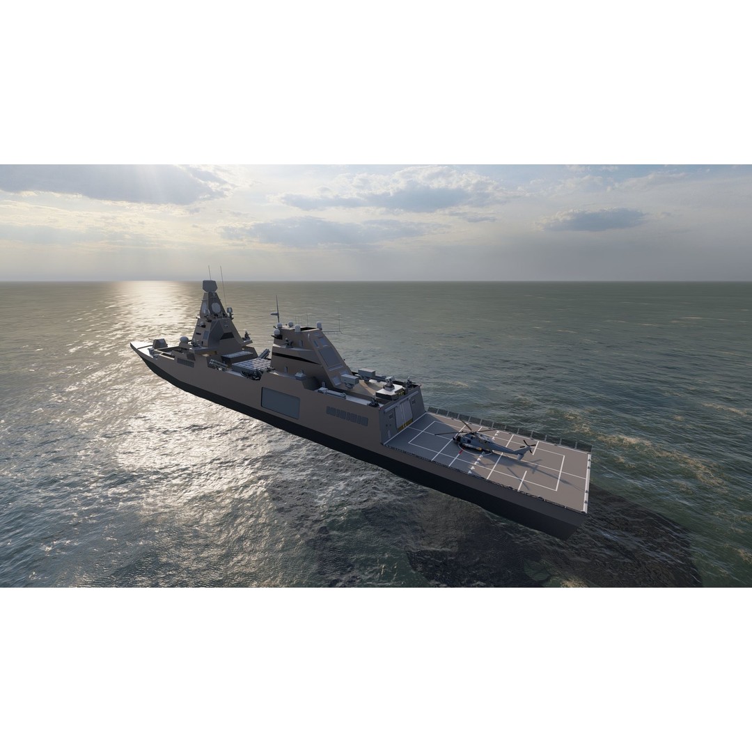 Frigate 3D Model – Military Vessel with Rigging and Textures - View 24