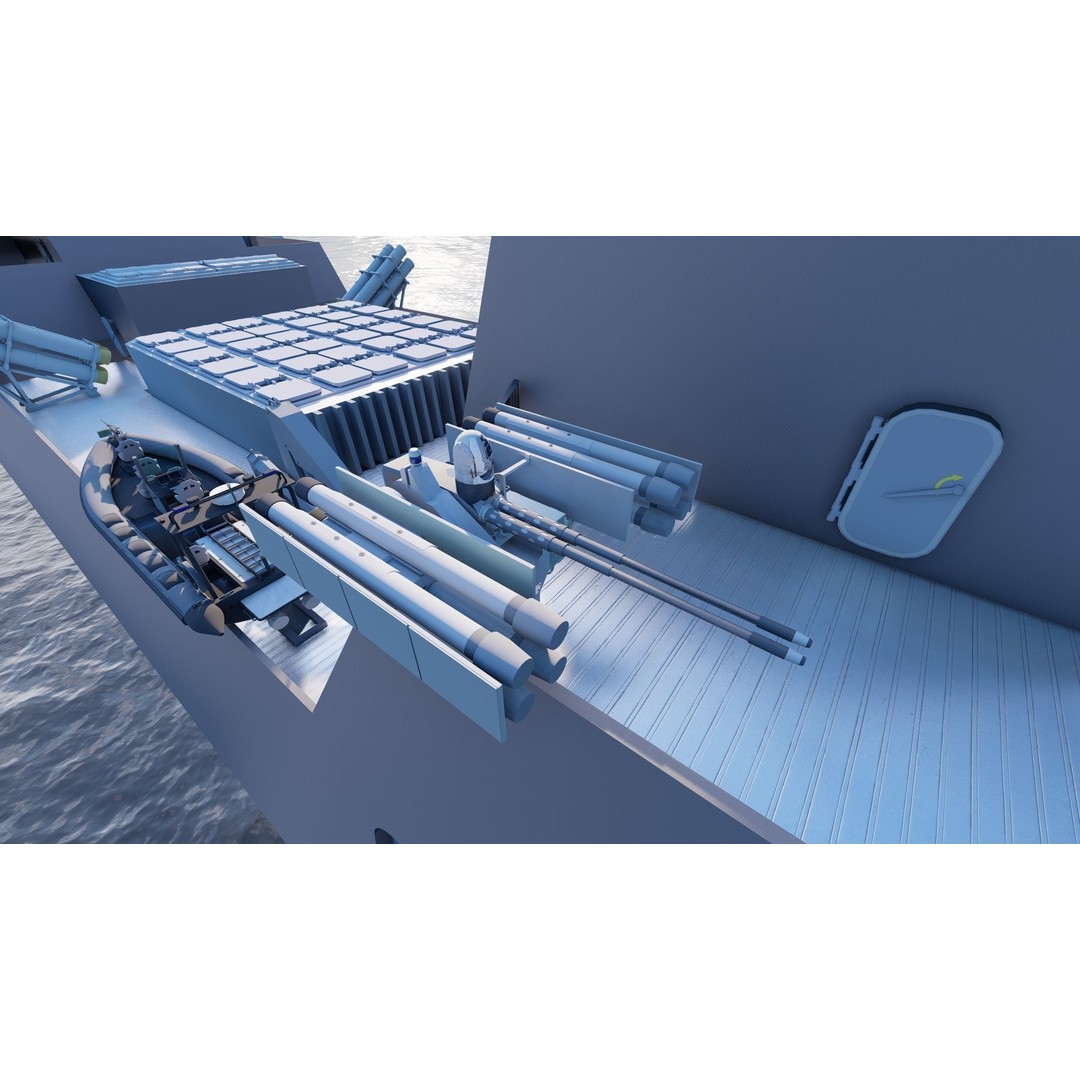 Frigate 3D Model – Military Vessel with Rigging and Textures - View 5