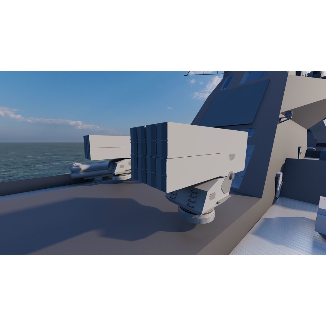 Frigate 3D Model – Military Vessel with Rigging and Textures - View 7