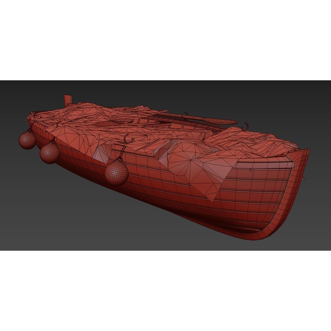 Old Fishing Boat 3D Model – Low Poly PBR Asset, FBX, OBJ