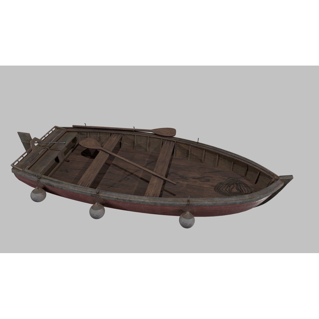 Old Fishing Boat 3D Model – Low Poly PBR Asset, FBX, OBJ - View 10