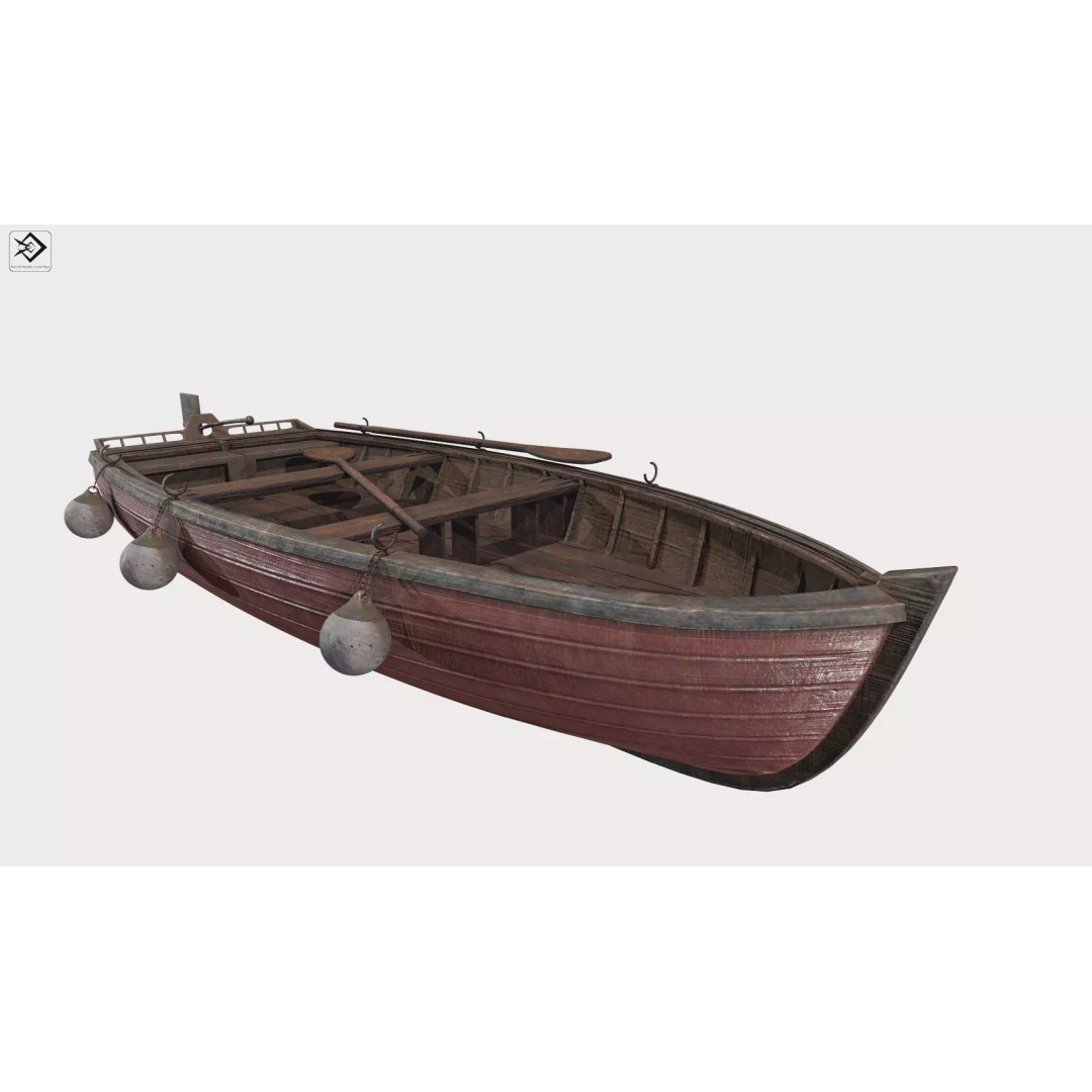 Old Fishing Boat 3D Model – Low Poly PBR Asset, FBX, OBJ - View 2