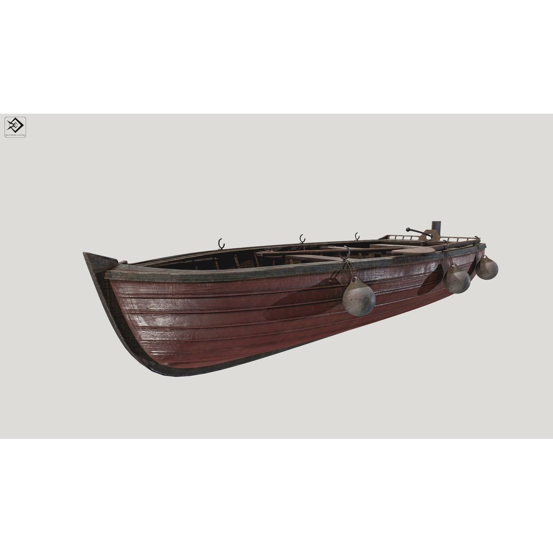 Old Fishing Boat 3D Model – Low Poly PBR Asset, FBX, OBJ - View 4