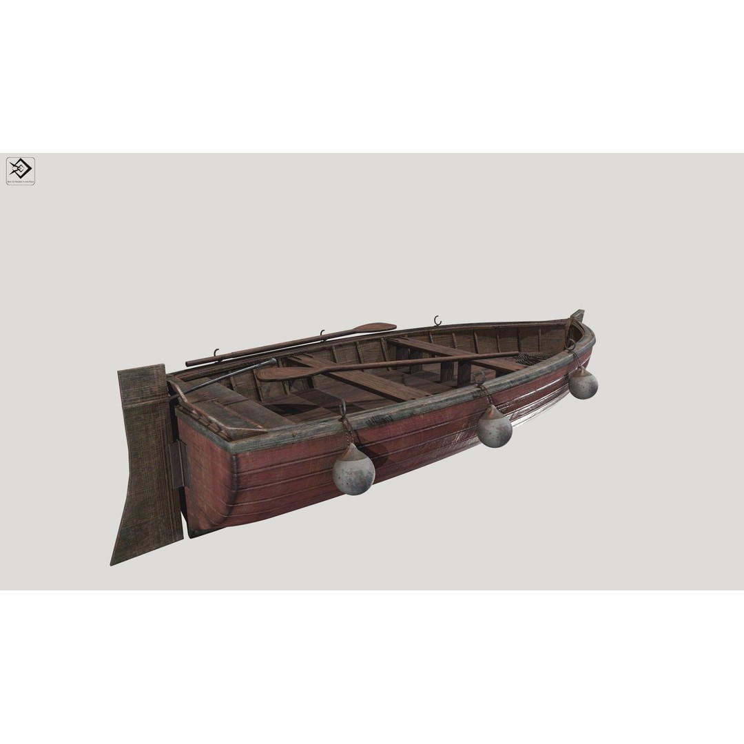 Old Fishing Boat 3D Model – Low Poly PBR Asset, FBX, OBJ - View 5