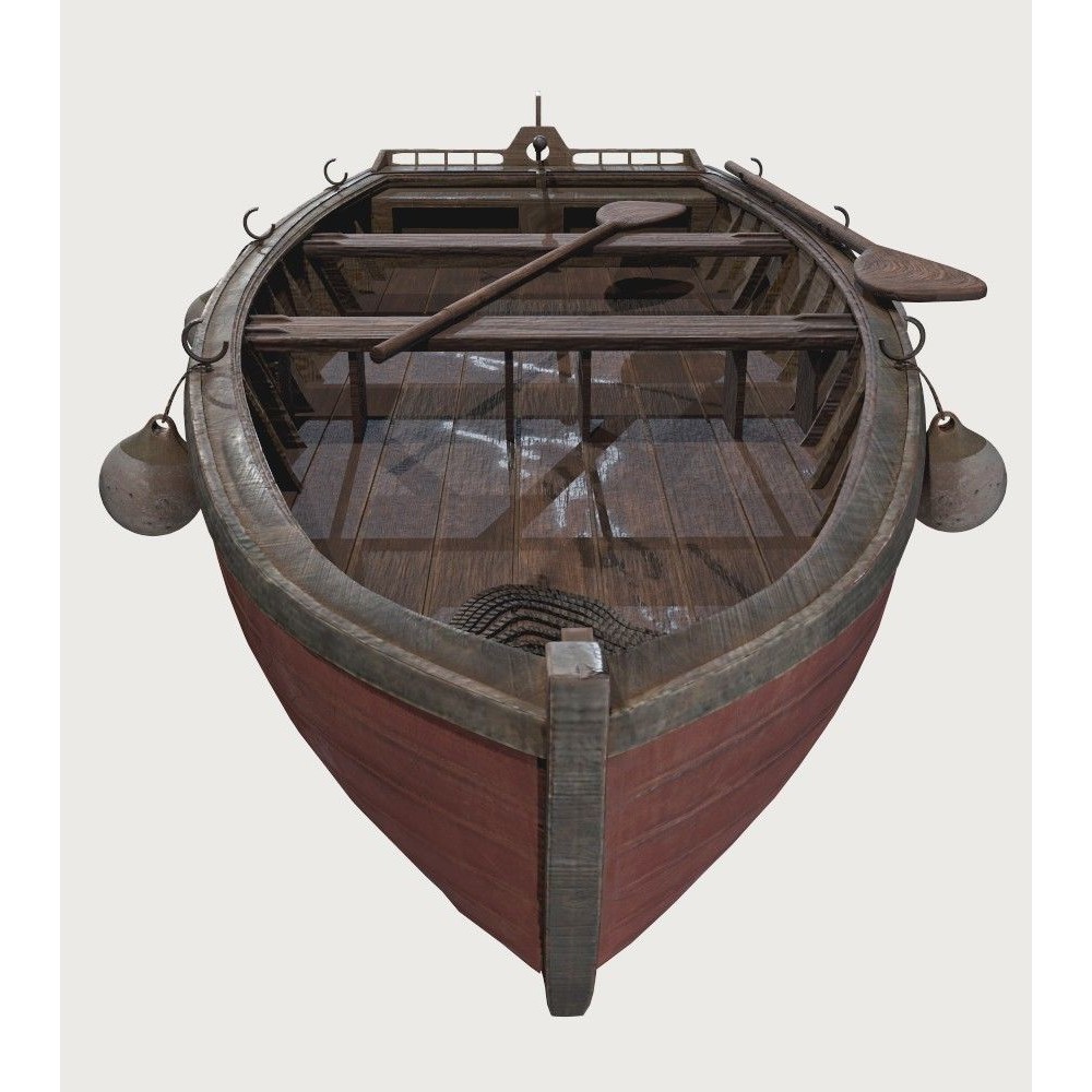 Old Fishing Boat 3D Model – Low Poly PBR Asset, FBX, OBJ - View 6