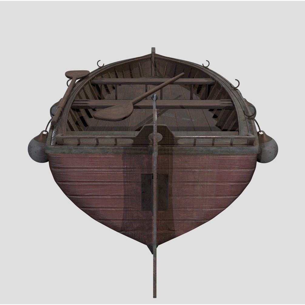Old Fishing Boat 3D Model – Low Poly PBR Asset, FBX, OBJ - View 7