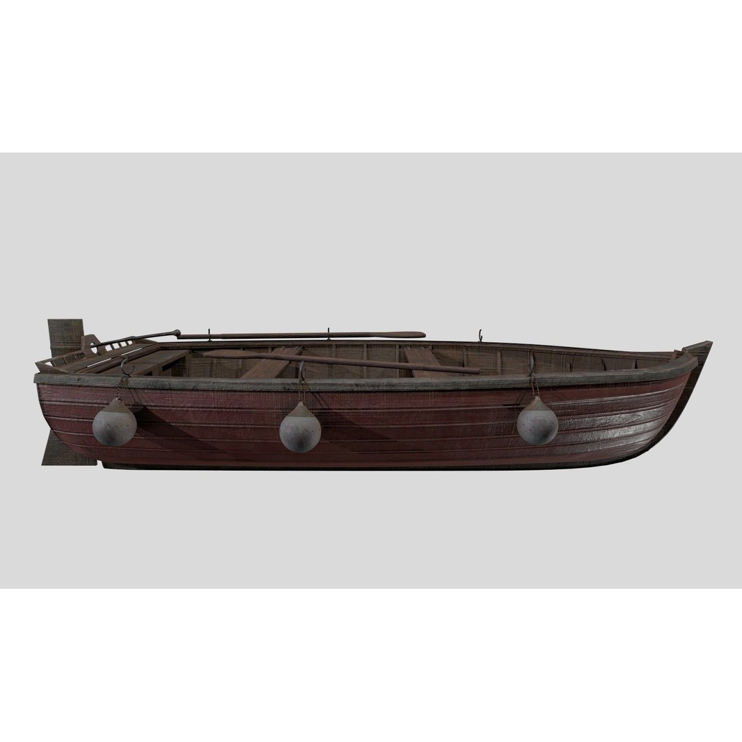 Old Fishing Boat 3D Model – Low Poly PBR Asset, FBX, OBJ - View 8