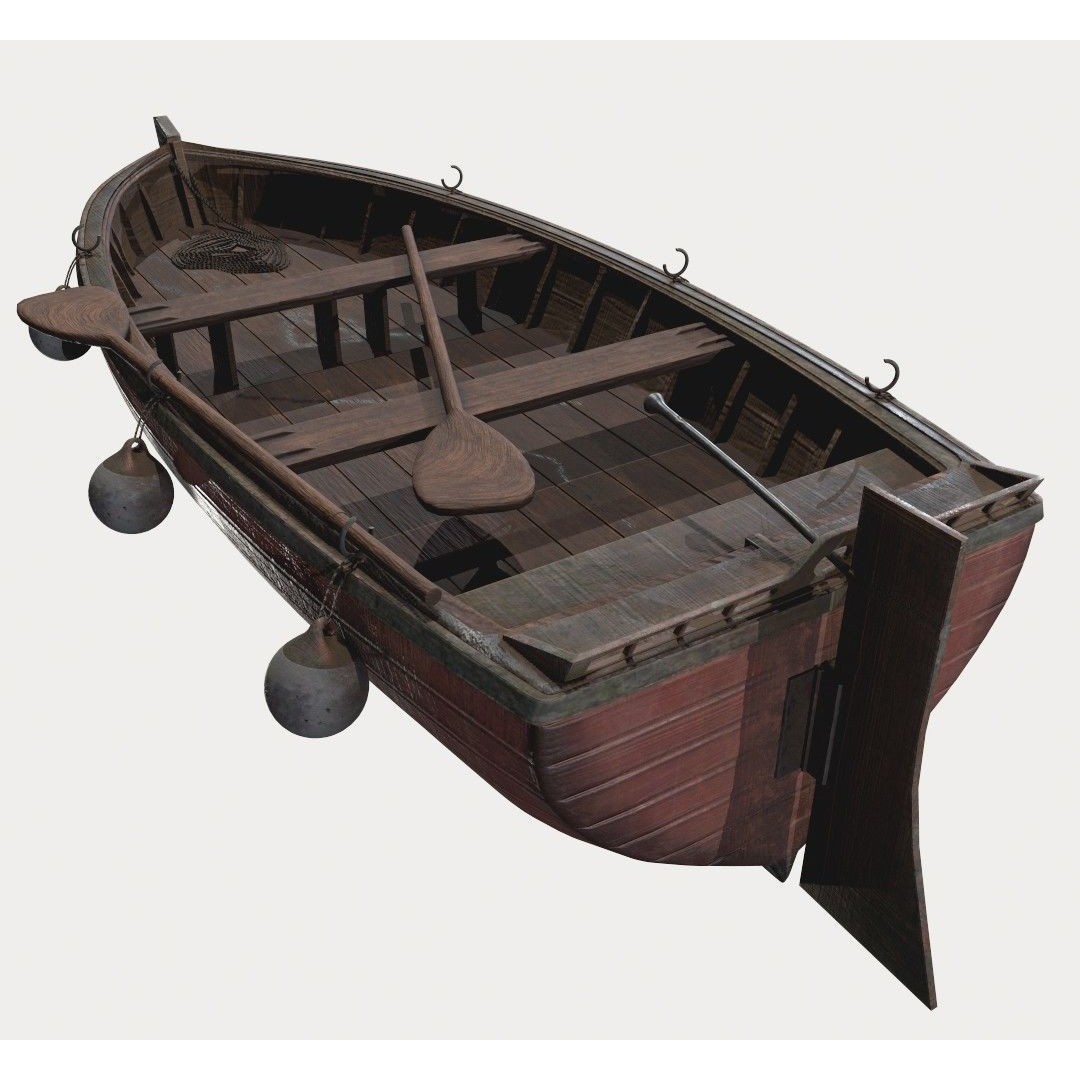 Old Fishing Boat 3D Model – Low Poly PBR Asset, FBX, OBJ - View 9