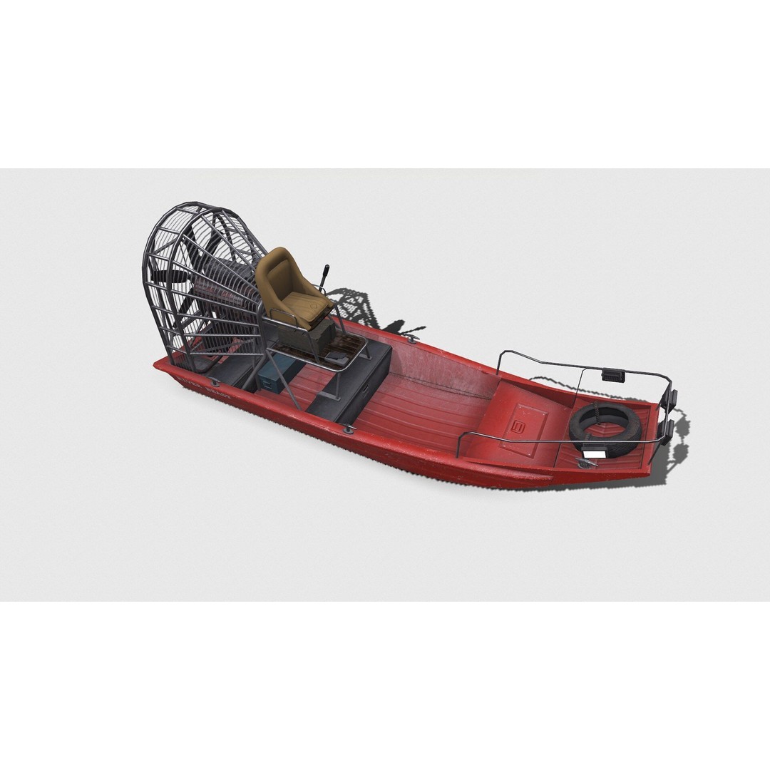 Airboat 3D Model – Low Poly PBR Watercraft for Games, FBX - View 11
