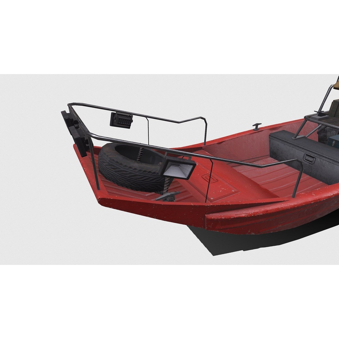 Airboat 3D Model – Low Poly PBR Watercraft for Games, FBX - View 15