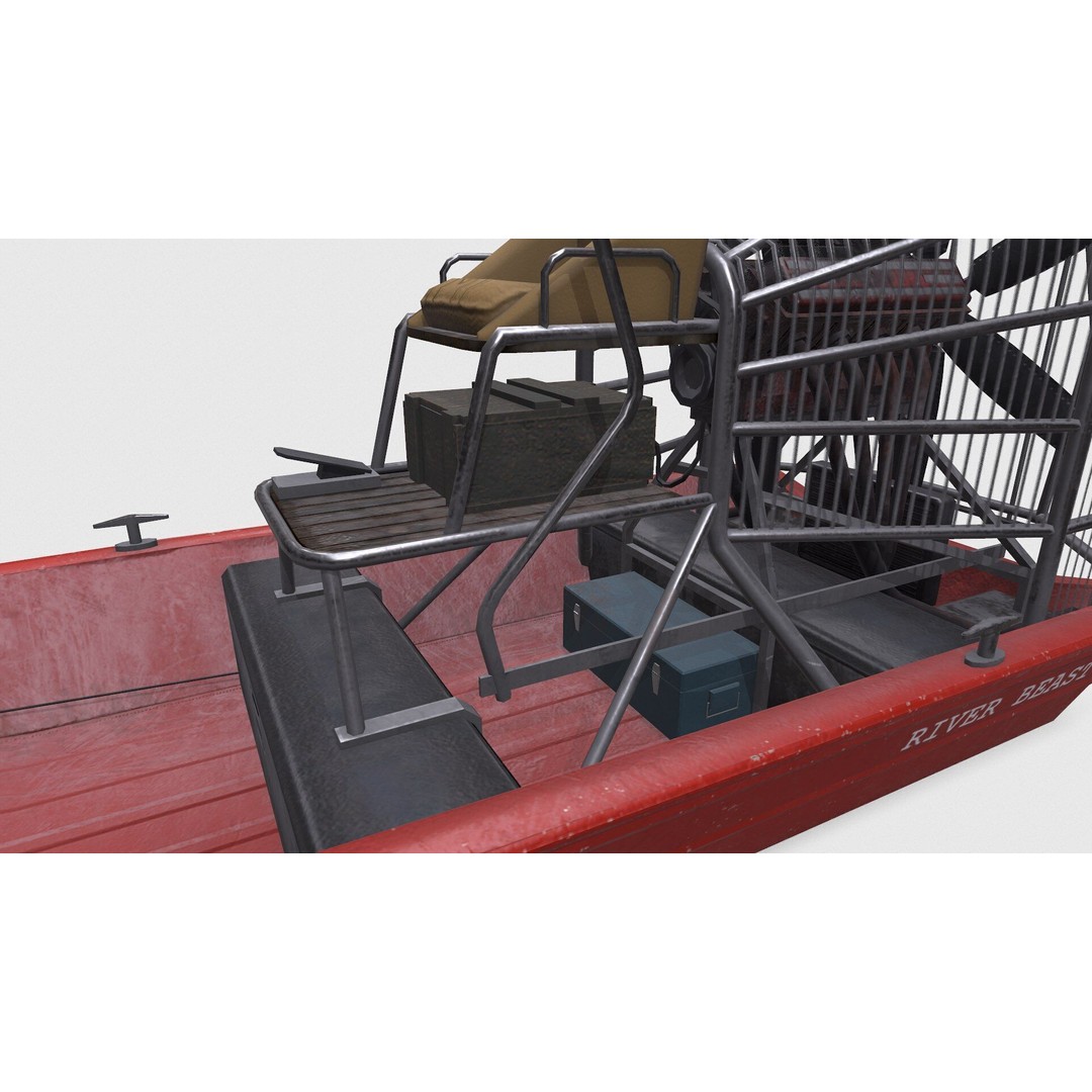 Airboat 3D Model – Low Poly PBR Watercraft for Games, FBX - View 16