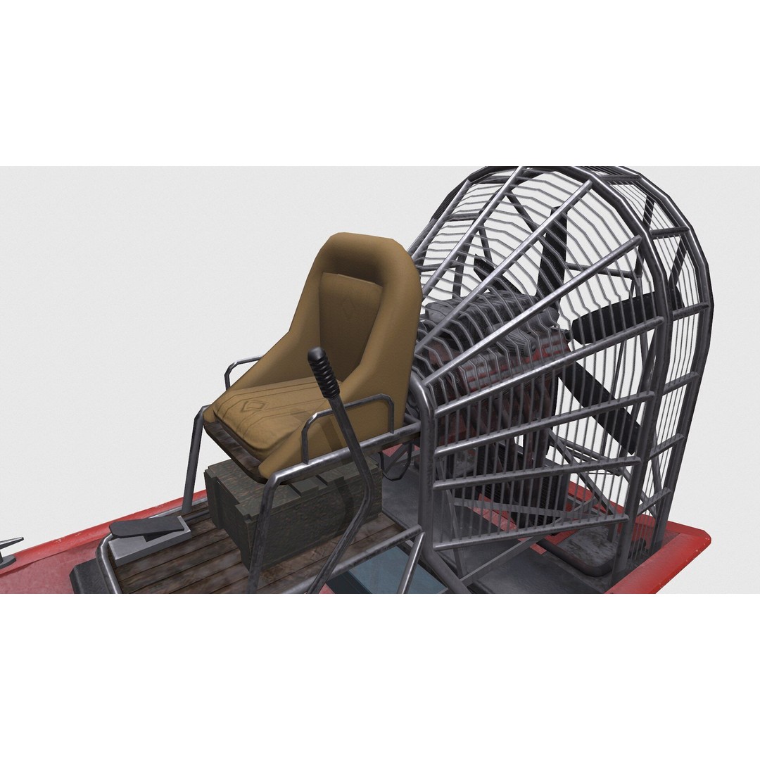 Airboat 3D Model – Low Poly PBR Watercraft for Games, FBX - View 17