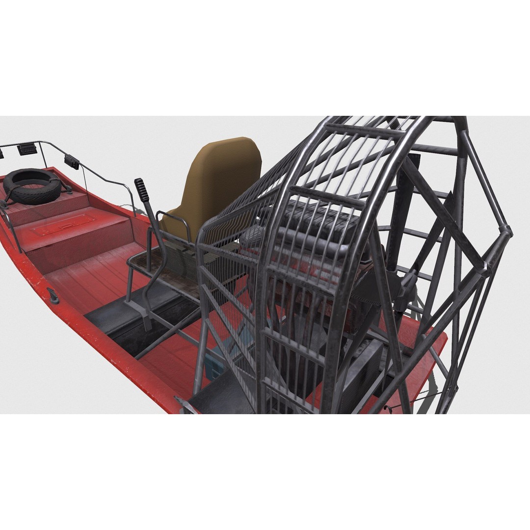 Airboat 3D Model – Low Poly PBR Watercraft for Games, FBX - View 18