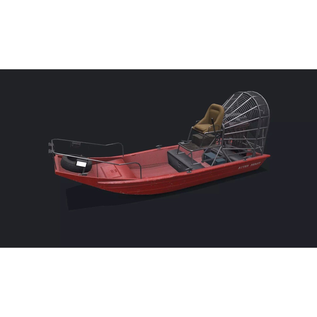 Airboat 3D Model – Low Poly PBR Watercraft for Games, FBX - View 2