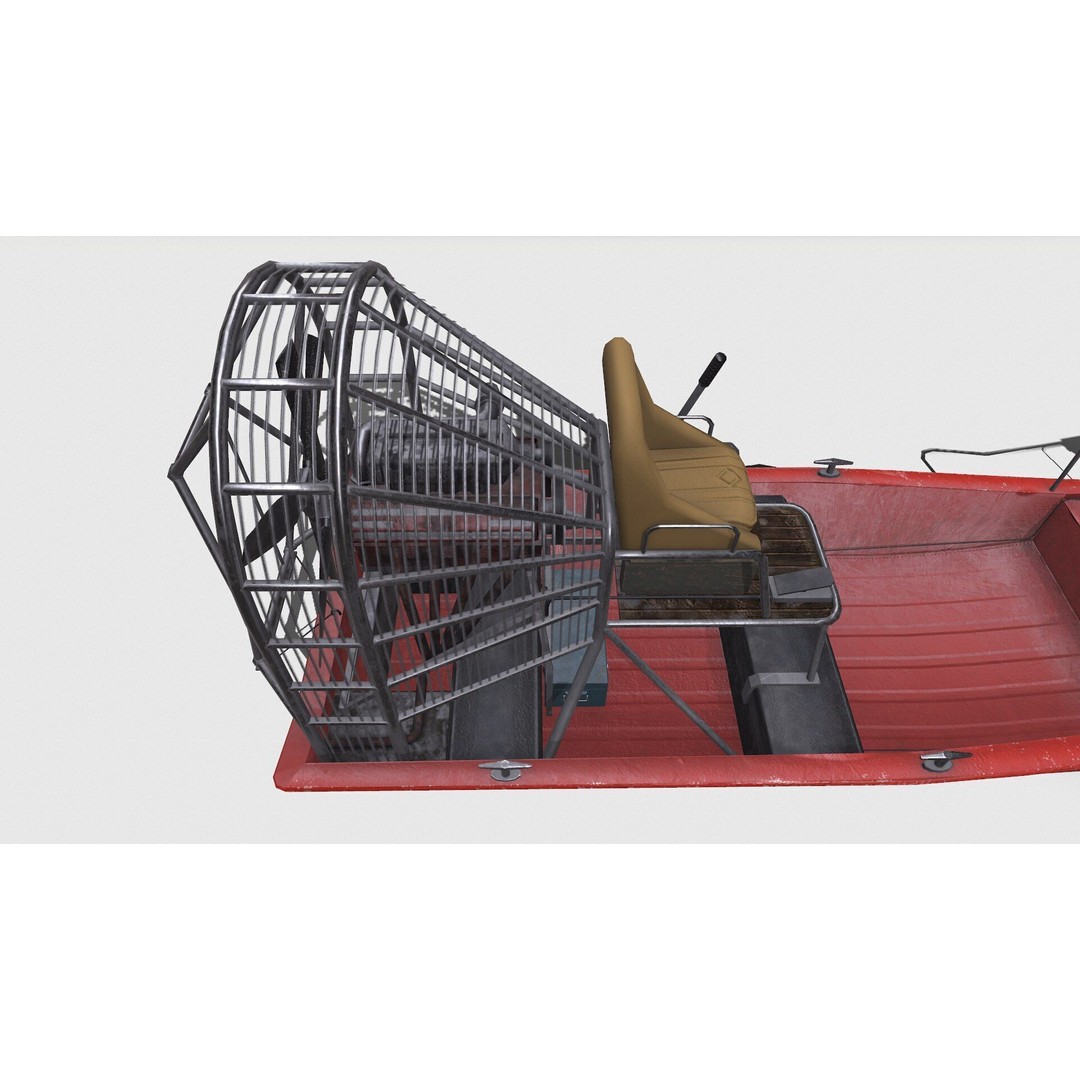 Airboat 3D Model – Low Poly PBR Watercraft for Games, FBX - View 21