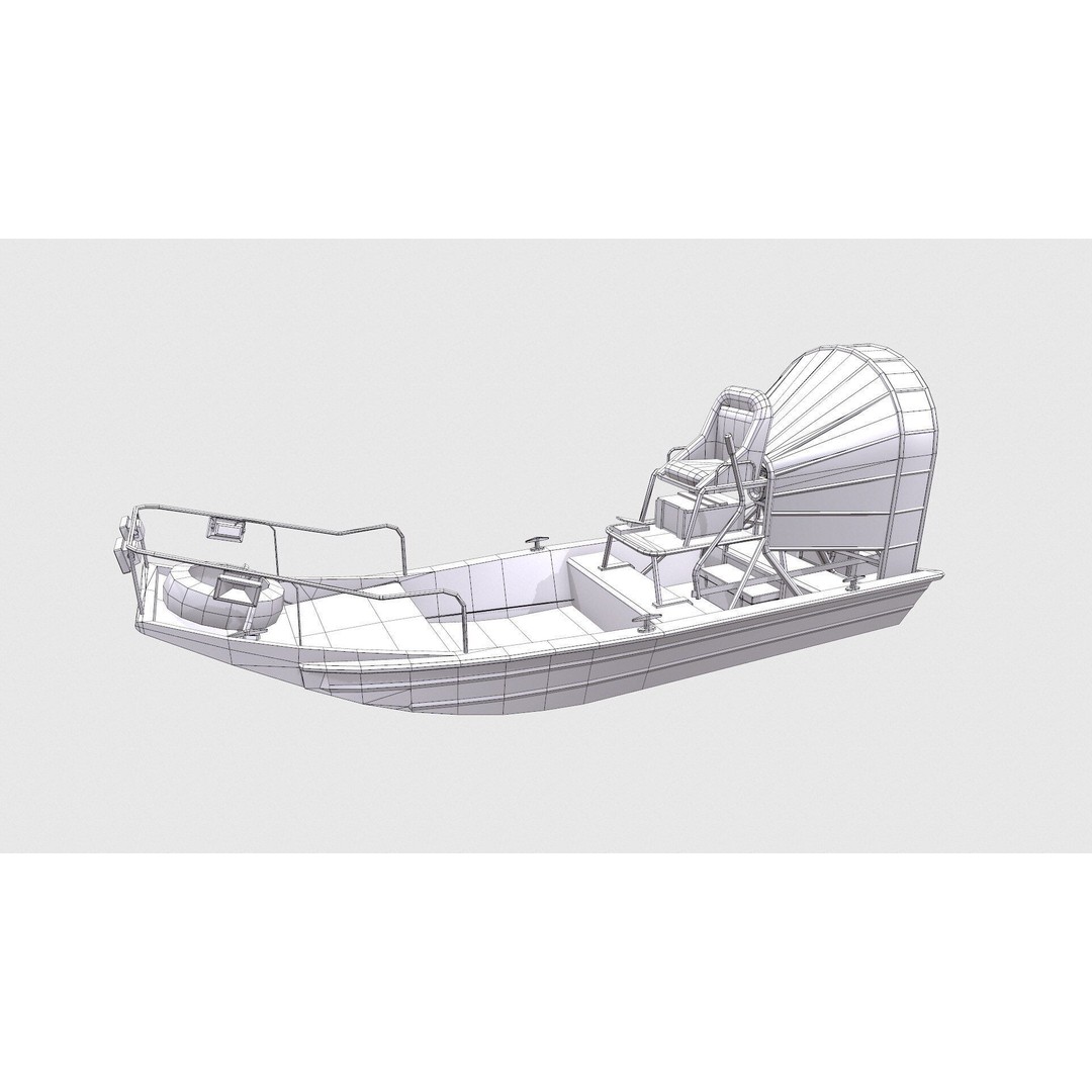 Airboat 3D Model – Low Poly PBR Watercraft for Games, FBX - View 24