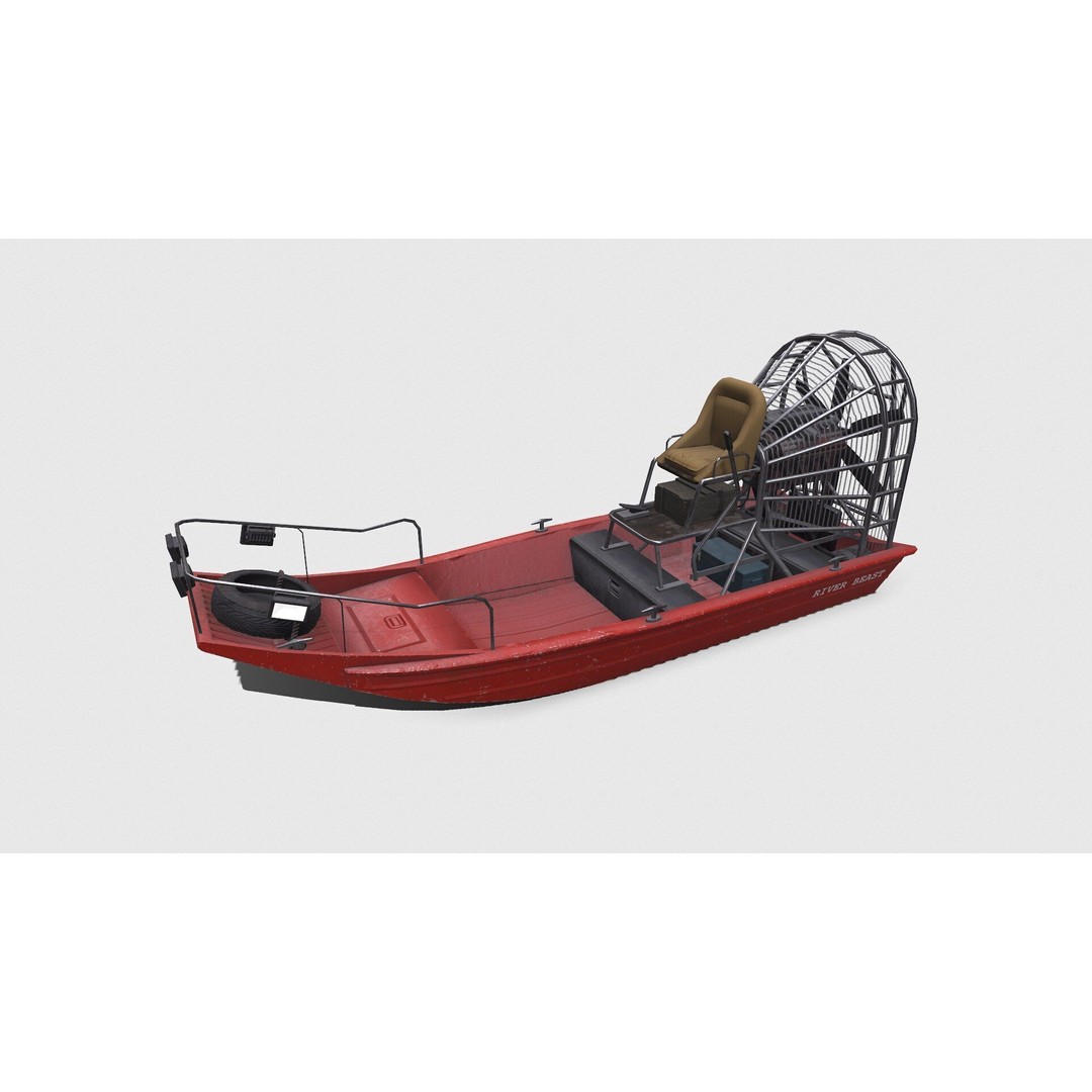 Airboat 3D Model – Low Poly PBR Watercraft for Games, FBX - View 3